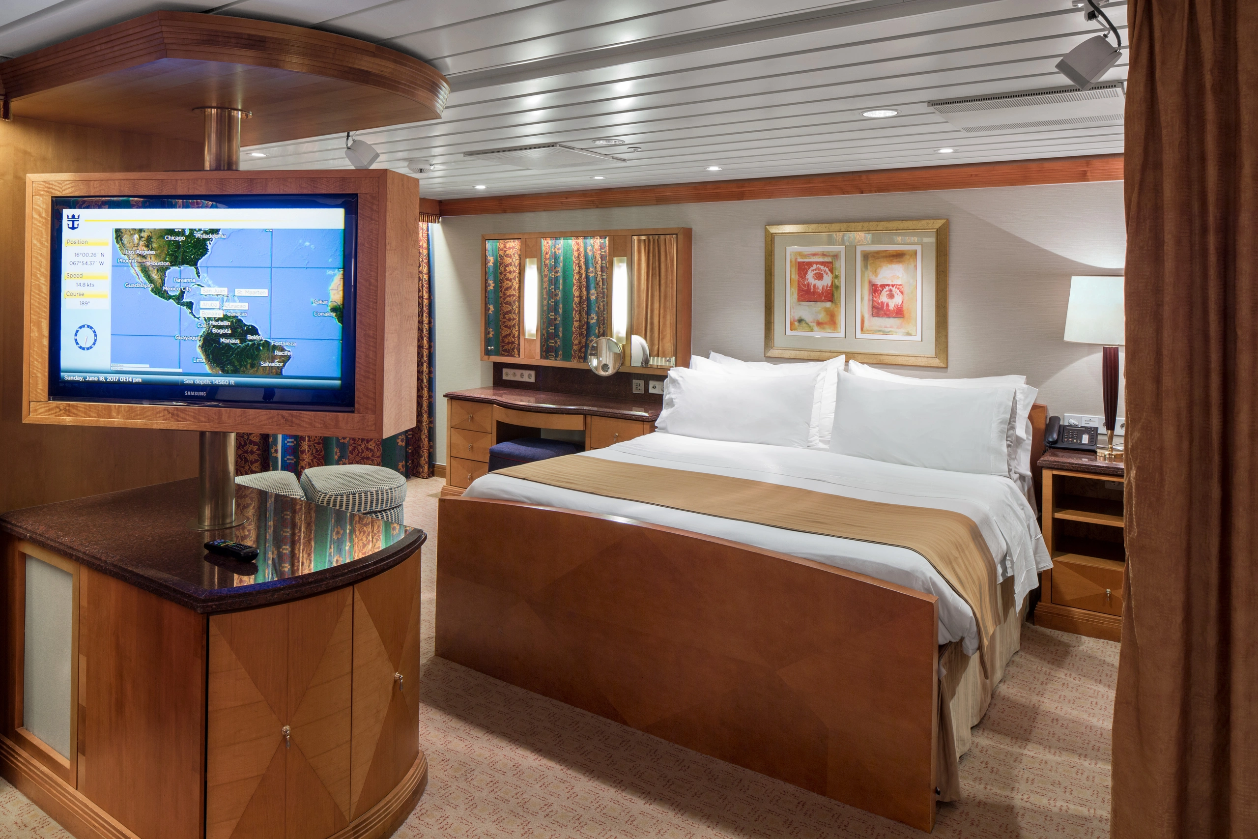 Owner's Suite w/Balcony Cat OS - Bedroom - Room #1314 Deck 10 Midship Starboard Adventure of the Seas - Royal Caribbean International