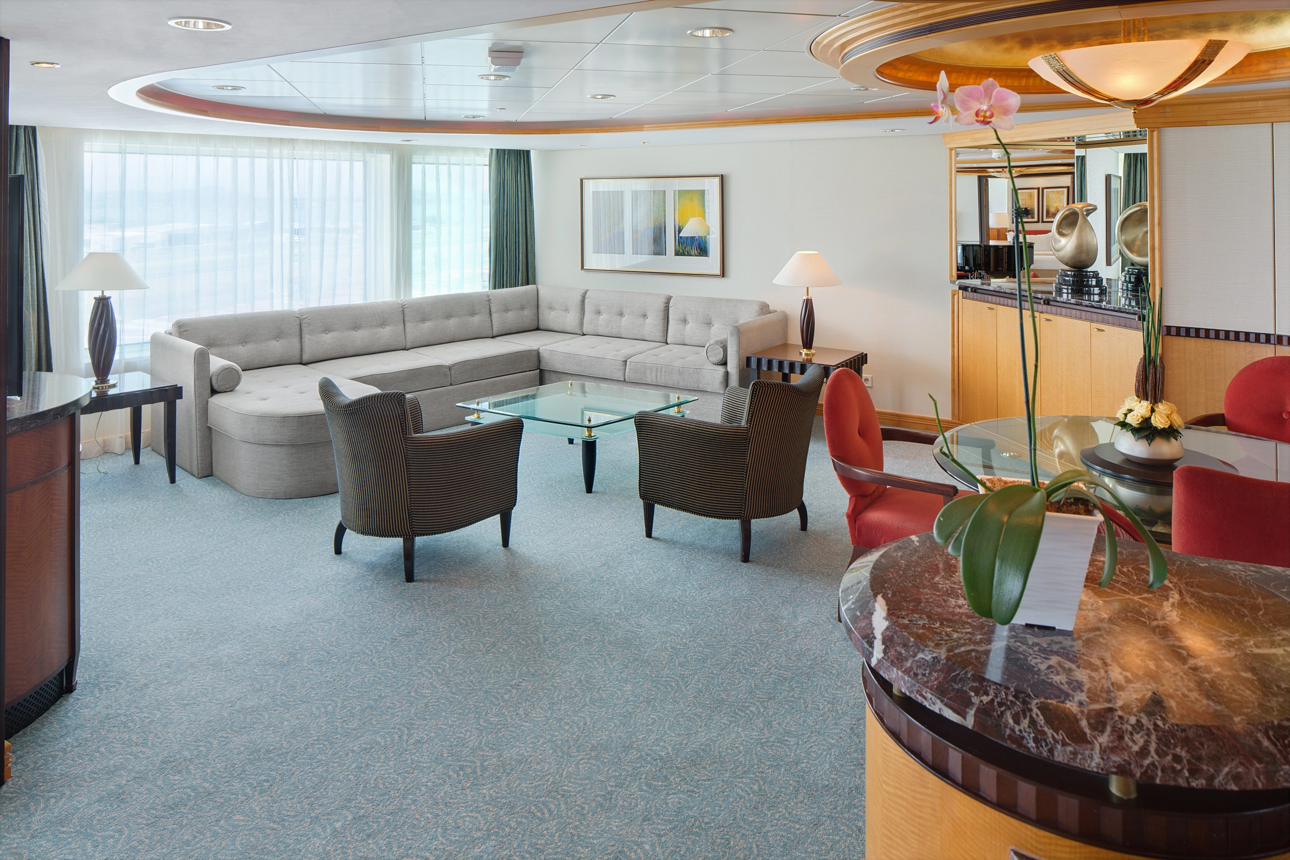 Royal Suite w/Balcony Cat. RS - Living - Room #1620 Deck 10 Midship Portside Adventure of the Seas - Royal Caribbean International