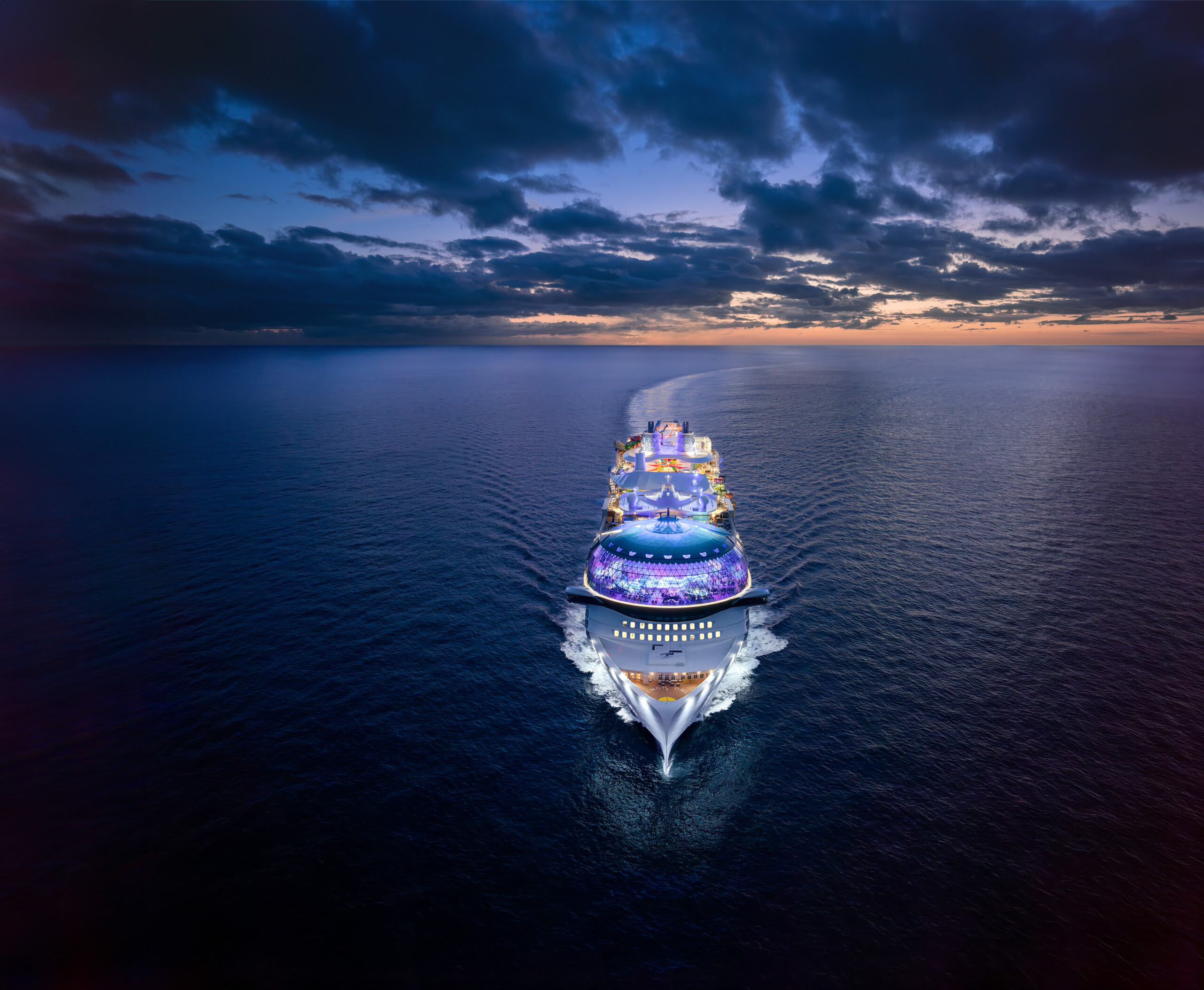 Royal Caribbean ship at night