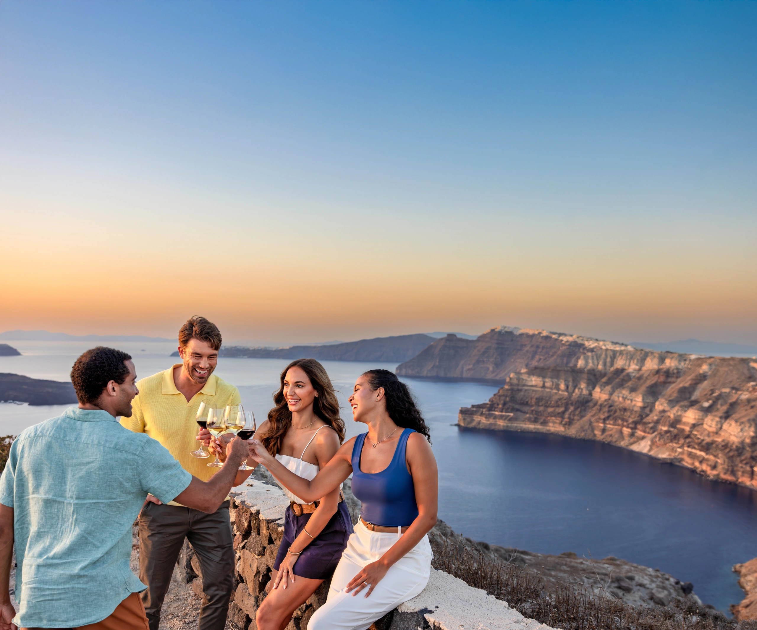 Two couples with wine