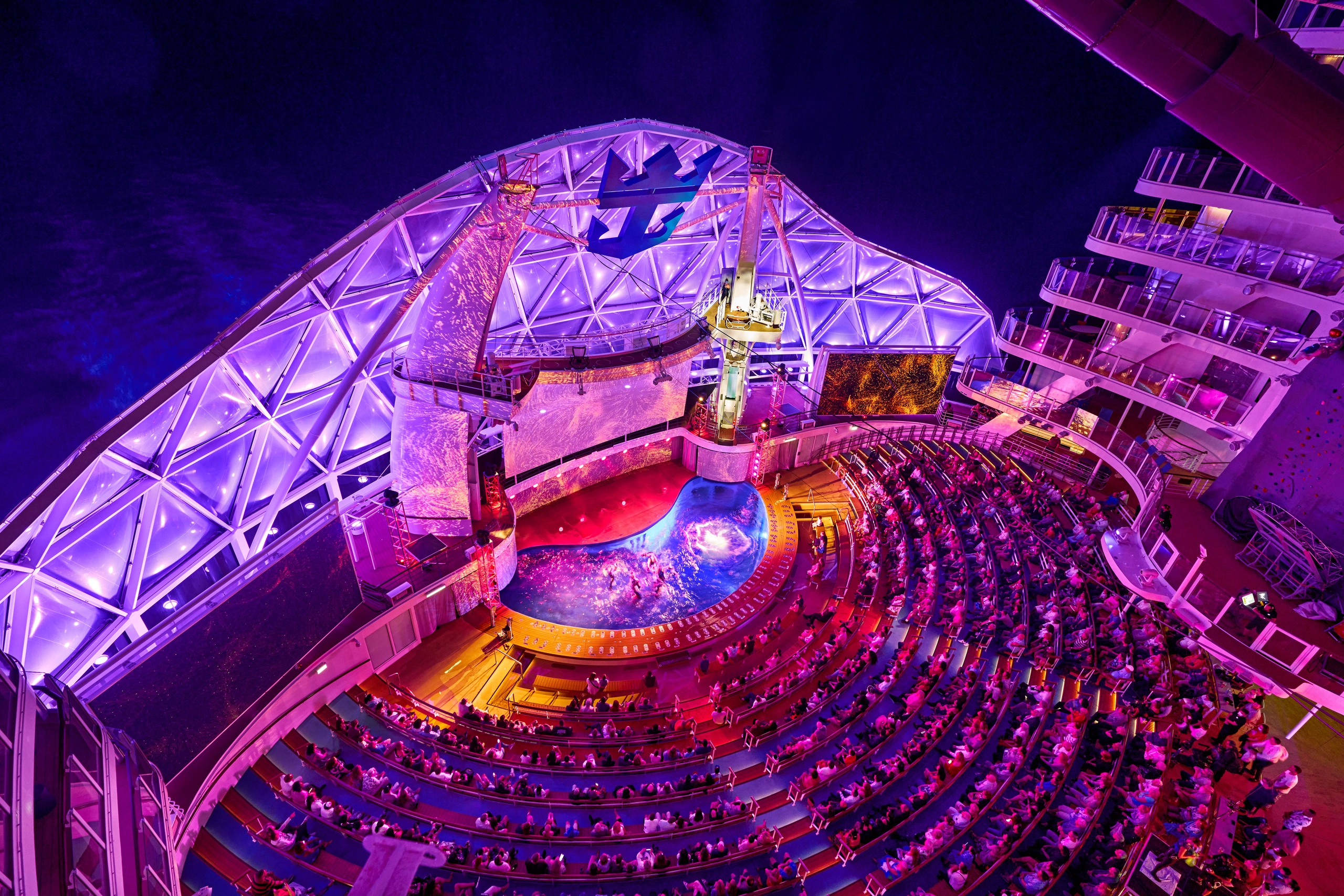 Performance at Aqua Theater at night