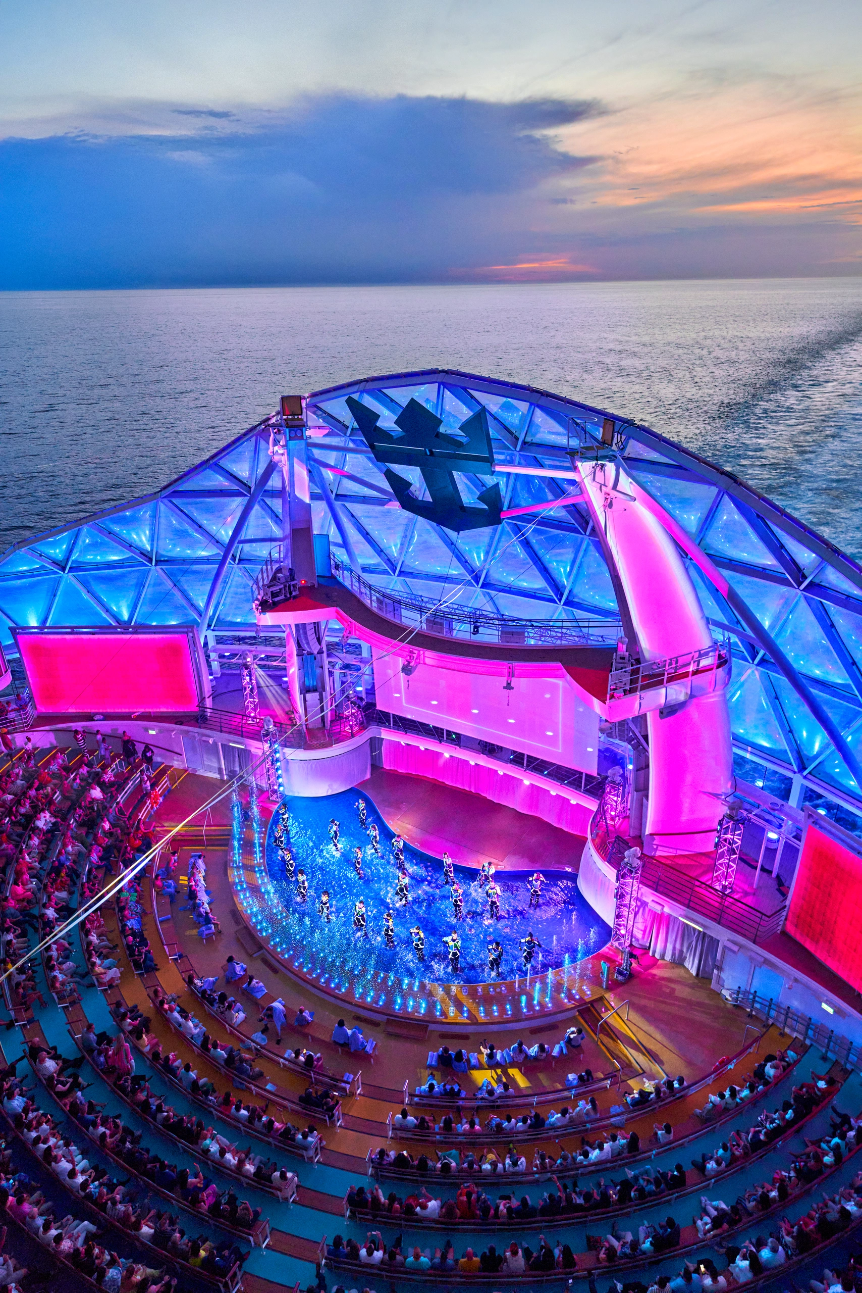 Royal Caribbean stage at night