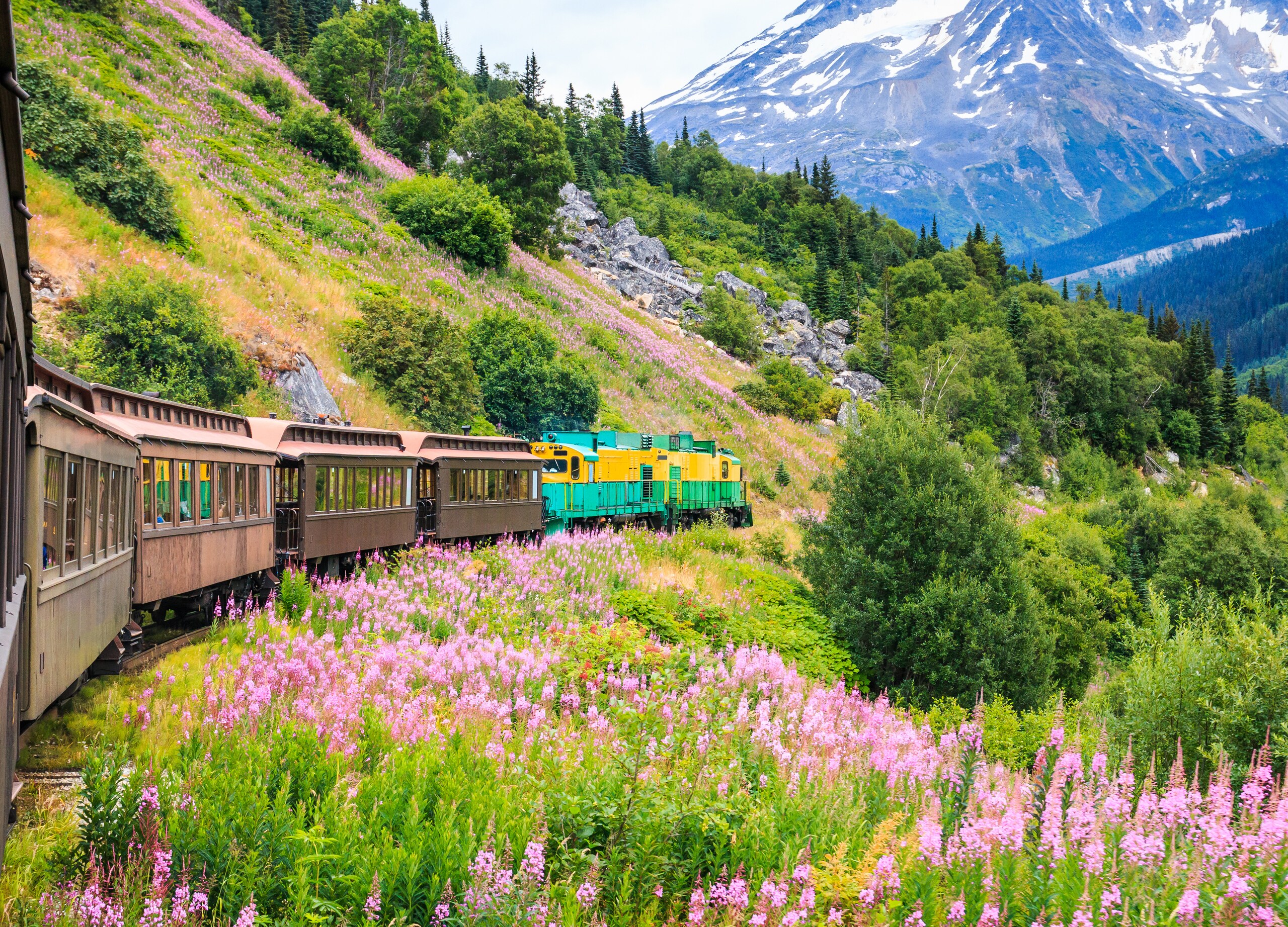 Train on mountainside