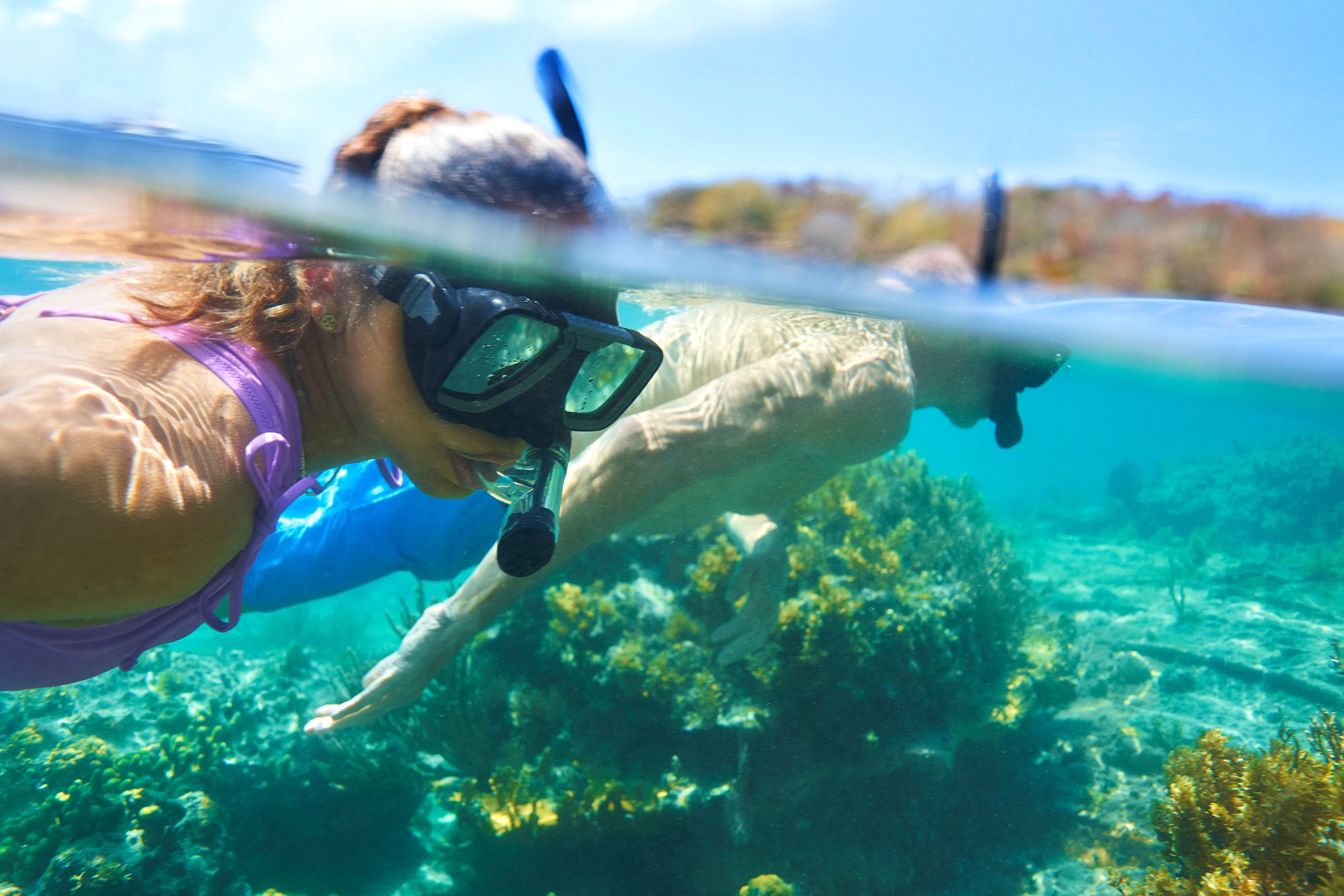 Couple snorkeling together